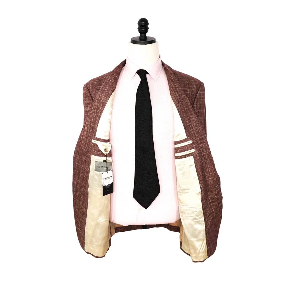 $2,195 CORNELIANI - Brick Red *PURE SILK* Blazer - 44R